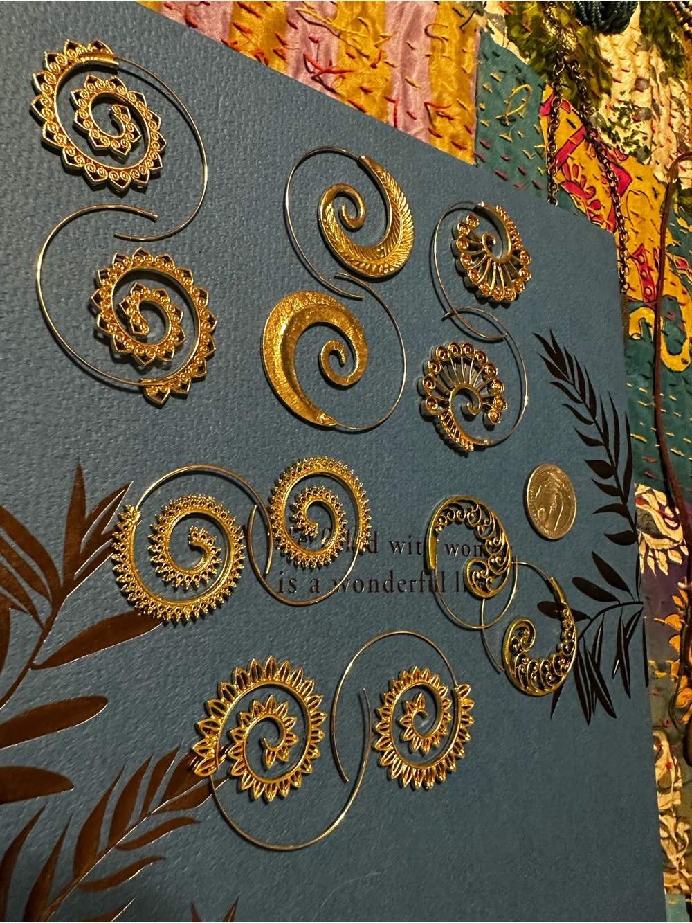 6 Pairs Gold Spiral Earrings Set